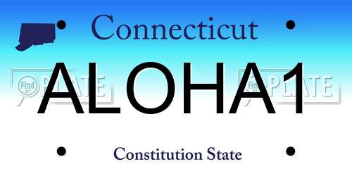 ALOHA1 Connecticut License Plate