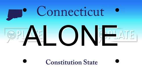 ALONE Connecticut License Plate