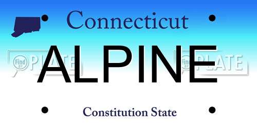 ALPINE Connecticut License Plate
