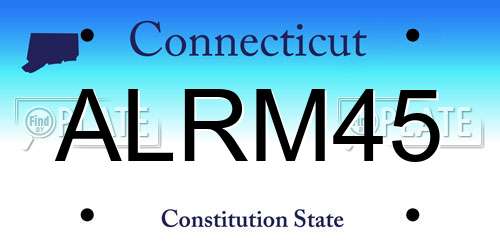 ALRM45 Connecticut License Plate