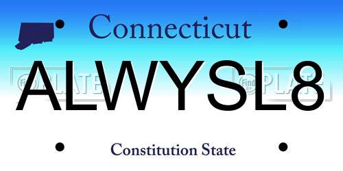 ALWYSL8 Connecticut License Plate