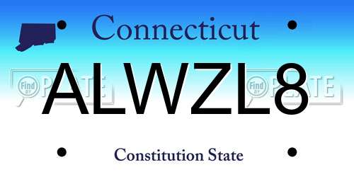 ALWZL8 Connecticut License Plate