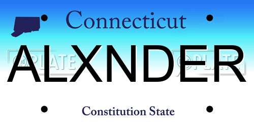 ALXNDER Connecticut License Plate