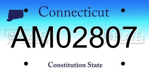 AM02807 Connecticut License Plate
