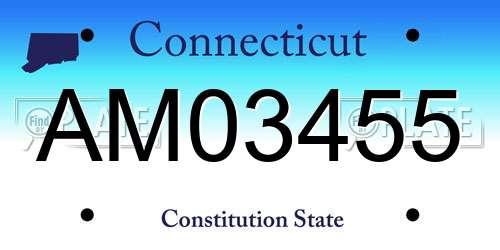 AM03455 Connecticut License Plate