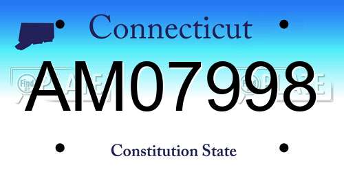 AM07998 Connecticut License Plate