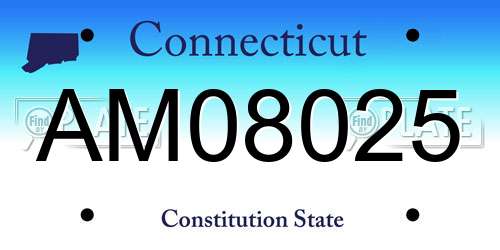 AM08025 Connecticut License Plate