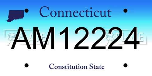AM12224 Connecticut License Plate