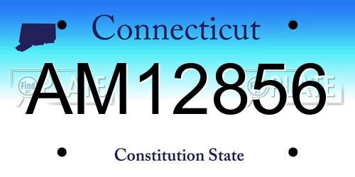 AM12856 Connecticut License Plate