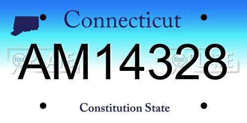 AM14328 Connecticut License Plate