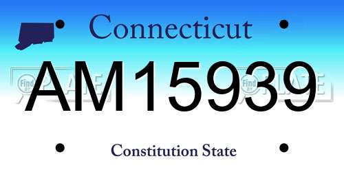 AM15939 Connecticut License Plate