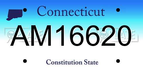 AM16620 Connecticut License Plate
