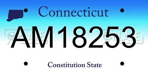 AM18253 Connecticut License Plate