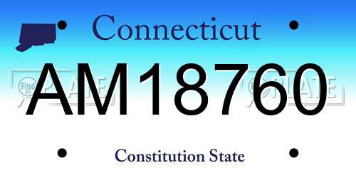 AM18760 Connecticut License Plate