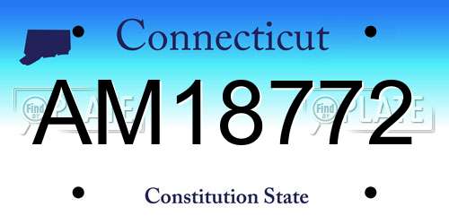 AM18772 Connecticut License Plate