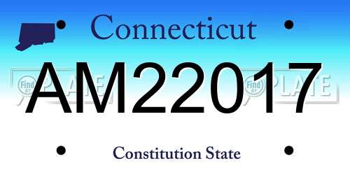 AM22017 Connecticut License Plate
