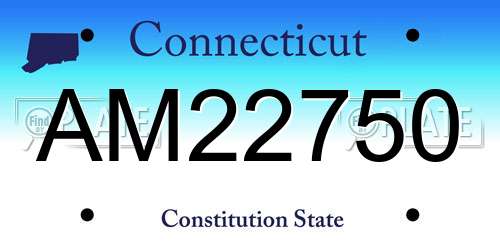 AM22750 Connecticut License Plate