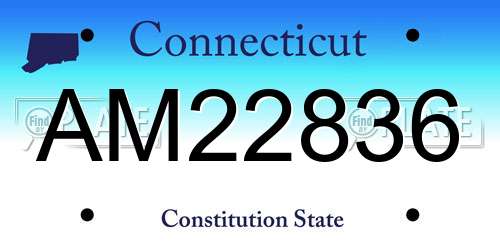 AM22836 Connecticut License Plate