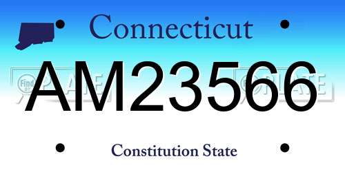 AM23566 Connecticut License Plate