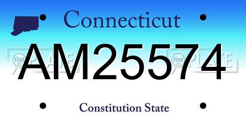 AM25574 Connecticut License Plate