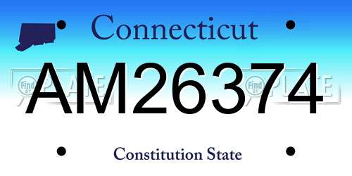 AM26374 Connecticut License Plate
