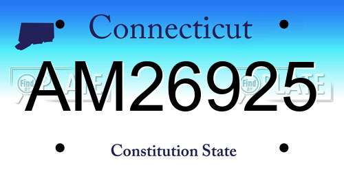 AM26925 Connecticut License Plate