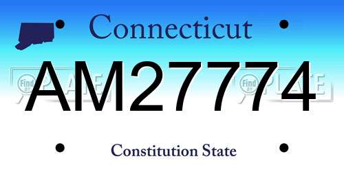 AM27774 Connecticut License Plate