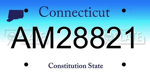 AM28821 Connecticut License Plate