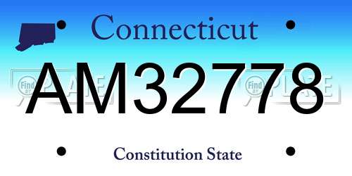 AM32778 Connecticut License Plate