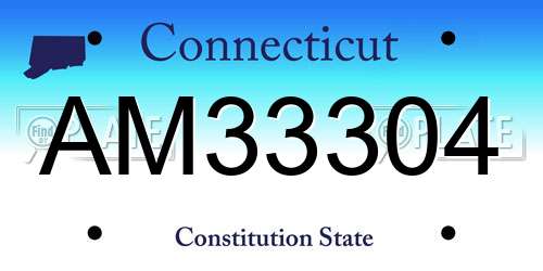 AM33304 Connecticut License Plate
