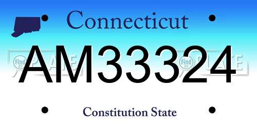 AM33324 Connecticut License Plate