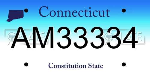 AM33334 Connecticut License Plate