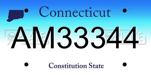 AM33344 Connecticut License Plate