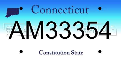 AM33354 Connecticut License Plate