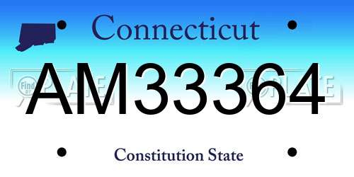 AM33364 Connecticut License Plate