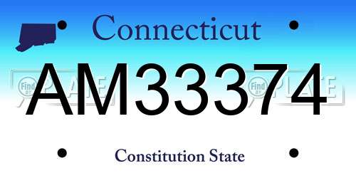 AM33374 Connecticut License Plate