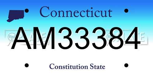 AM33384 Connecticut License Plate