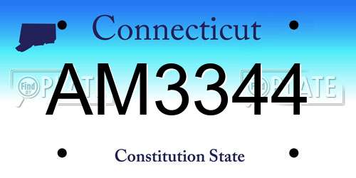 AM3344 Connecticut License Plate