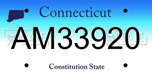 AM33920 Connecticut License Plate