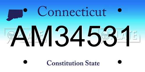 AM34531 Connecticut License Plate