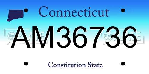 AM36736 Connecticut License Plate