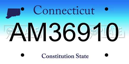 AM36910 Connecticut License Plate