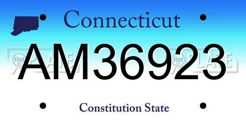 AM36923 Connecticut License Plate