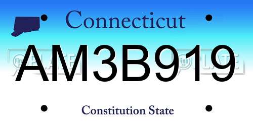 AM3B919 Connecticut License Plate