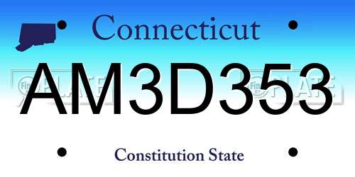 AM3D353 Connecticut License Plate