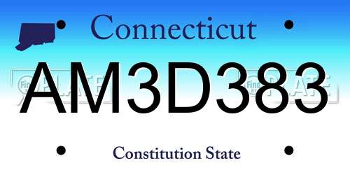 AM3D383 Connecticut License Plate