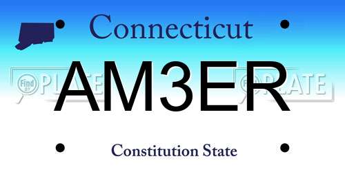 AM3ER Connecticut License Plate