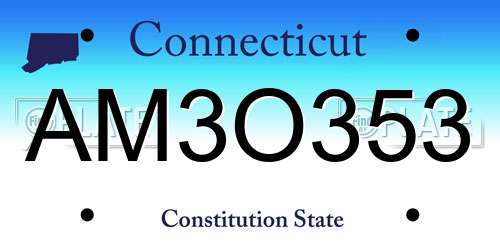 AM3O353 Connecticut License Plate