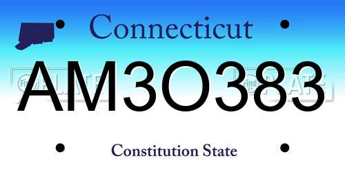AM3O383 Connecticut License Plate