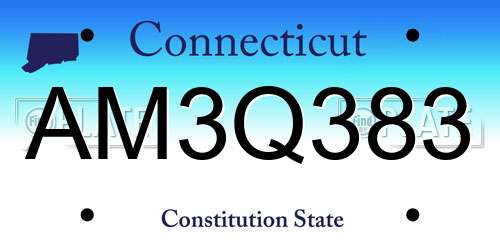 AM3Q383 Connecticut License Plate